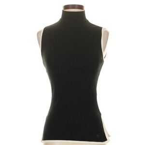 Elegant Black Sleeveless Turtleneck Top